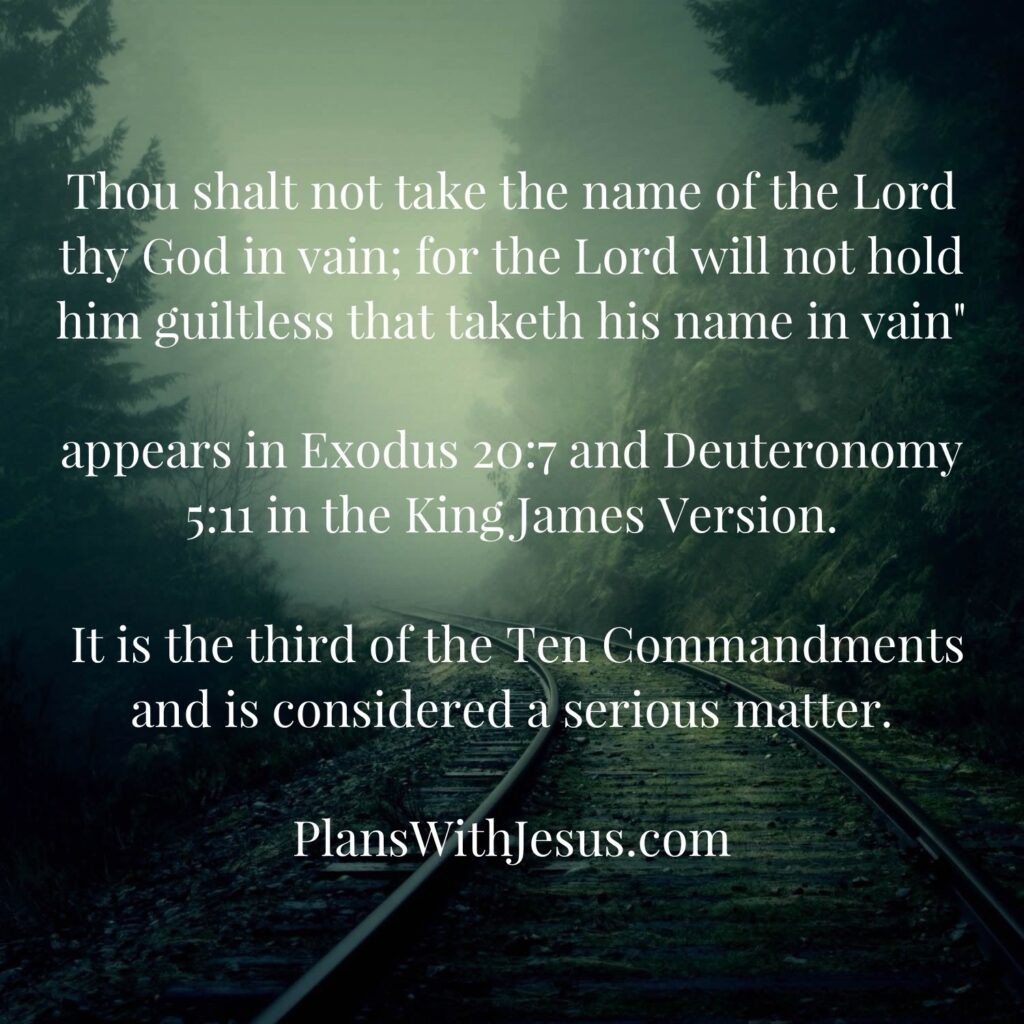 Thou Shalt Not Take the Name of the Lord Thy God in Vain - Plans With Jesus